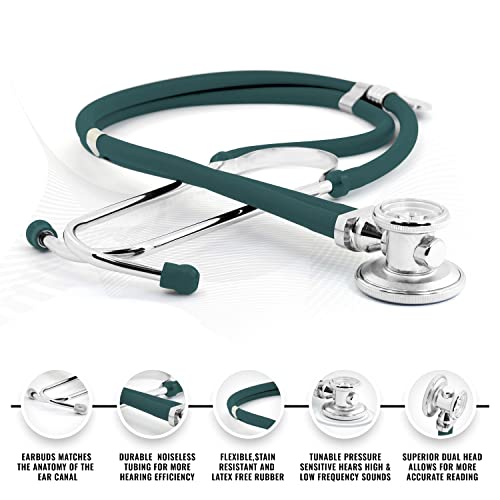 ASA TECHMED Nurse EMT Starter Pack Stethoscope, Blood Pressure Monitor and Trauma 7.5" EMT Shear Ideal Gift for Nurses, Medical Students, Firefighters, Police and Personal Use (Hunter Green) - color: Hunter Green