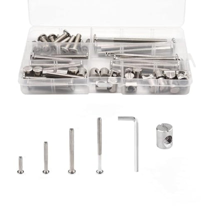 Baby Bed Frame Bolts, Crib Screws Hardware ReplacementKit M6x20/40/60/80mm Hex Drive Socket Cap Screws Barrel Nuts Wooden Dowel Kit for Beds Chairs Furniture et (20Set) - size: 20Set