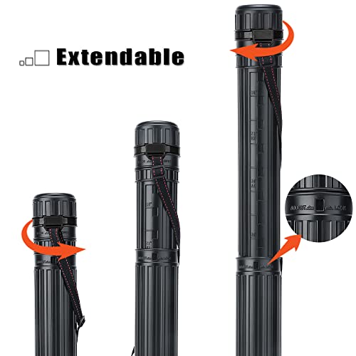 TRANSON 2-Pack Small Poster Tube Storage 17“ to 27” Extendable for Documents Blueprints Artworks Scrolls - color: 2 Pack-Black