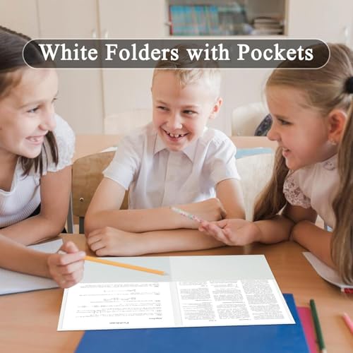 Zzrywuty 100 Packs Two Pocket File Folders with Business Card Slot,Textured Paper,Letter Size,Holds 100 Sheets for School,Office,Business,White - color: White-100pcs
