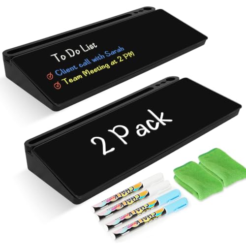 2 Pack Desktop Glass Whiteboard with Storage, Desk White Board Stand Black - color: Organizer-black (2-pack)