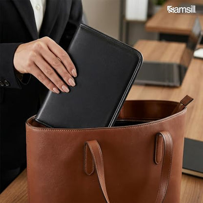 Samsill Professional Padfolio, Faux-Leather Mini Portfolio, with 5 x 8 Writing Pad, Black - size: Mini - 5 x 8 inches, style: Padfolio