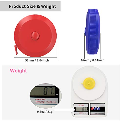 DiCUNO 8-Pack Soft Retractable Measuring Tape, 60-Inch 1.5 Meter, 8 Colors - color: 8 Colors