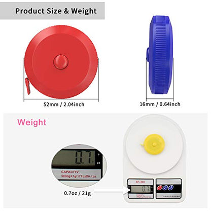 DiCUNO 10-Pack Soft Retractable Measuring Tape, 60-Inch 1.5 Meter, 10Colors - color: 10 Colors