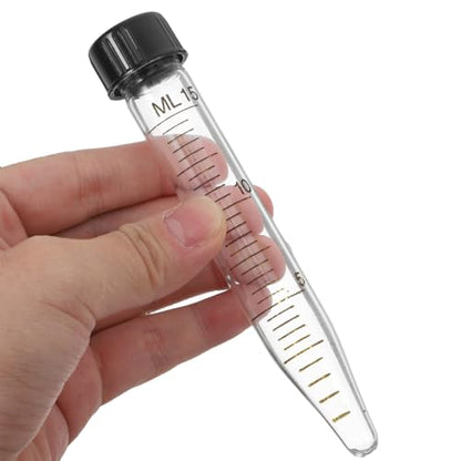 10 Pack 15ml Glass Conical Centrifuge Tubes, Graduated Test Tubes with Leak- Proof Screw Caps - Transparent Laboratory Vials for Sample Storage & Separation Lab Use