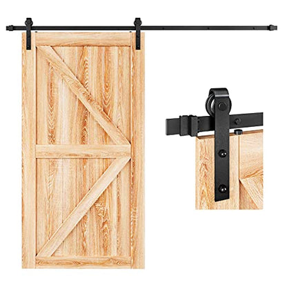 EaseLife 8 FT Sliding Barn Door Hardware Track Kit,Basic J Pulley,Slide Smoothly Quietly,Easy Install (8FT Track Kit for 40"~48" Wide Single Door) - size: 8FT