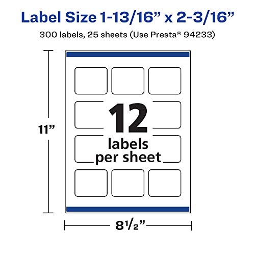 Avery® Printable Durable White Rectangle Labels, Sure Feed® Technology, 1-13/16" x 2-3/16", Print-to-the-Edge, Waterproof Labels, Laser & Pigment-Based Inkjet Compatible, 300 Total - style: 300 labels