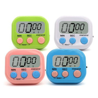 4 Pack Multi-Function Electronic Timer - Kitchen Timer,Magnetic Digital Timers,Big LCD Display, ON/Off Switch,Extensively Use in Cooking,Gym, Meeting, Classroom,Kitchen,Study,Work,Outdoor Activities - size: 4