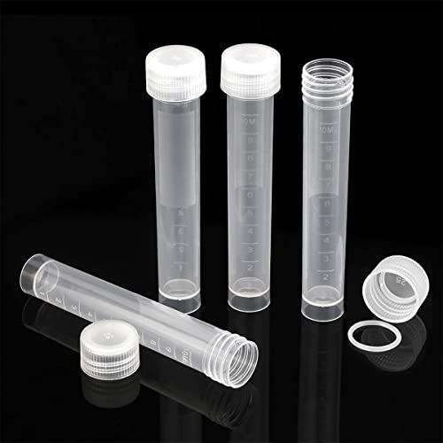 50PCS 10ml Plastic Small Vials with Screw Caps Sample Tubes Cryotubes,PP Material, Free from DNase, RNase, Human DNA - style: 10ml 50pcs