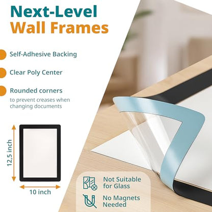 8.5 x 11 Adhesive Wall Frames - Peel & Stick Picture Frame, Wall Sign Holder, Paper & Letter Protector Sheets, Reusable Picture Frame, Dry Erase, Non Magnetic & Non Acryclic - Black, Pack of 25 - color: Black 25