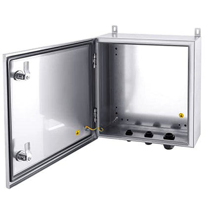 IP65 Weatherproof Stainless Steel Box Wall-Mounted Electronic Equipment Enclosure Box with Mounting Plate and Wall Bracket (16'' x 16'' x 6'')… - size: 16" x 16" x 6"
