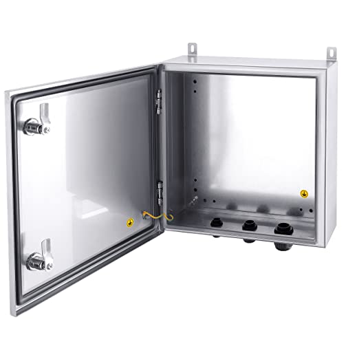 IP65 Weatherproof Stainless Steel Box Wall-Mounted Electronic Equipment Enclosure Box with Mounting Plate and Wall Bracket (16'' x 16'' x 6'')… - size: 16" x 16" x 6"