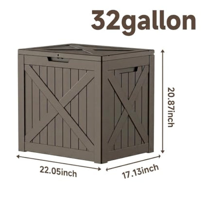 NicBex 32 Gallon Waterproof Resin Storage Deck Box, Light Coffee - color: Lignt Coffee-bs