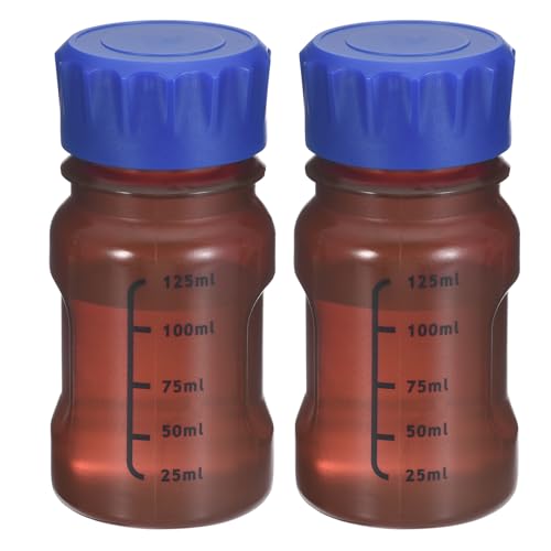 PATIKIL 125ml Reagent Bottle 2Pcs Graduated Storage Bottles PP Blue Brown - color: Brown, size: 125ml