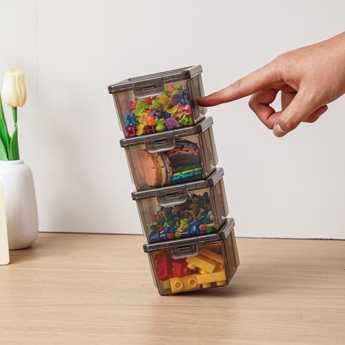 10 Pack Black Bead Organizer Box, Deep Small Stackable Snap-Lid Case - size: Black Square Small - 10 Pack