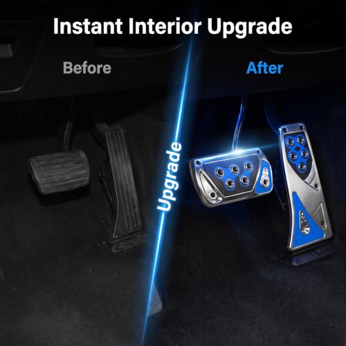 2 PCS Car Pedal Covers, Automatic Transmission Gas Brake Pedals Pads Non-slip Rubber Alloy Foot Pedal Plates, Fit Most Automatic Sedan SUV Truck (Blue) - color: Blue