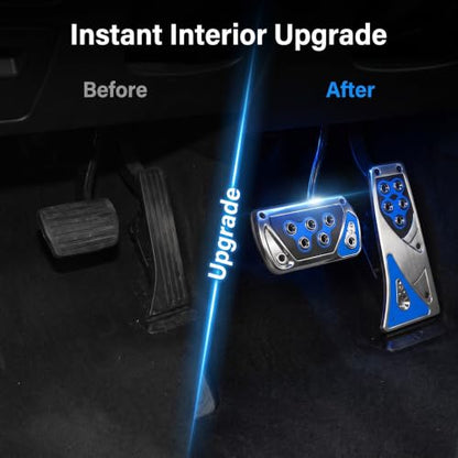 2 PCS Car Pedal Covers, Automatic Transmission Gas Brake Pedals Pads Non-slip Rubber Alloy Foot Pedal Plates, Fit Most Automatic Sedan SUV Truck (Blue) - color: Blue