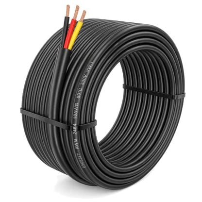 TUOFENG 18 AWG 3-Conductor Stranded Copper PVC Wire, 50 FT - size: 18 AWG PVC Stranded 3-Conductor Wire 50ft