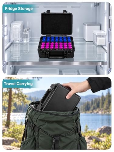 48-Slots Peptide Case for Fridge 3ml, Peptide Travel Case for Vial Storage - color: 48-shots×3ml (Black)