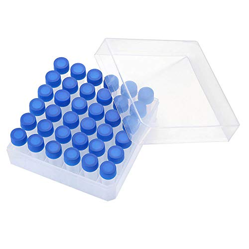 36PCS Cryo Tubes 5ml, Plastic Small vials with Screw caps Sample Tubes,PP Material ，with Silica Gel Gasket，Free from DNase, RNase, Human DNA - size: 5ml 36PCS