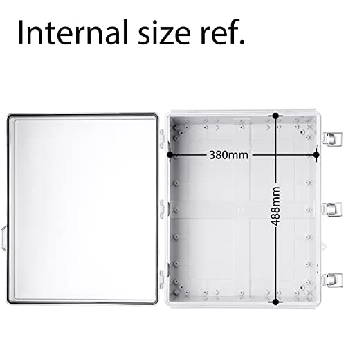 Gratury Junction Box, IP67 Waterproof Plastic Enclosure for Electrical Project, Hinged Transparent Cover, Includes Mounting Plate and Wall Bracket - color: Transparent, size: 20"×16.1"×7.9"