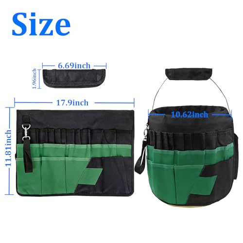Bucket Tool Bag Organizer with 42 Pockets Multi-functional Garden Tool Bag Organizer 5 Gallon Bucket Tools Kit for Women Men (Tools are not included)