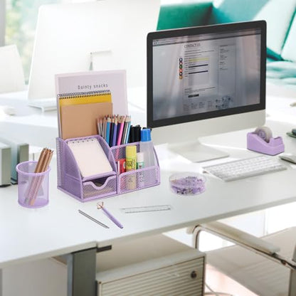 13-in-1 Office Desk Organizer Set for Back to School Supplies Accessories - color: Purple