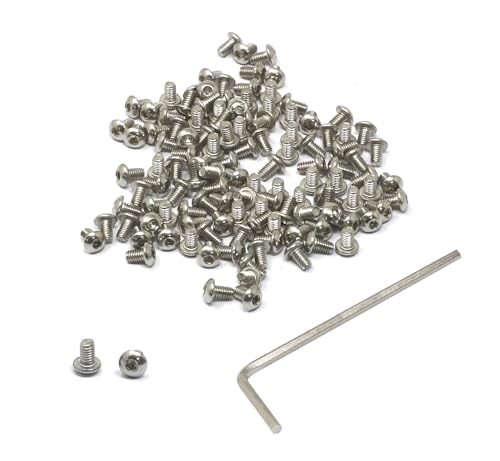 iexcell 100 Pcs M2.5 x 4mm Thread Pitch 0.45 mm Stainless Steel 304 Hex Socket Button Head Cap Screws Bolts Kit - size: M2.5 x 4mm