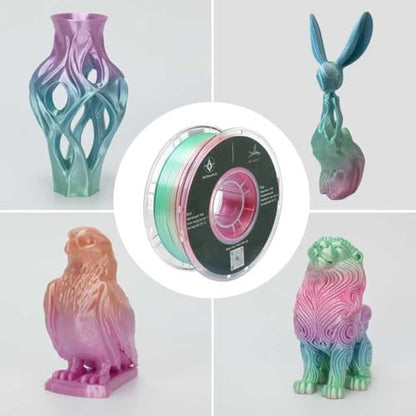Rainbow PLA Filament, Multicolor Gradient Silk PLA Filament, Dimensional Accuracy +/- 0.02 mm, 1kg Spool(2.2lbs), 1.75 mm, Rainbow Memphis - color: 1kg Rainbow Memphis