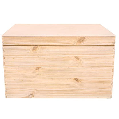 Creative Deco XXL Large Plain Wooden Box Storage with Hinged Lid - color: Beige, size: XXL | Handles