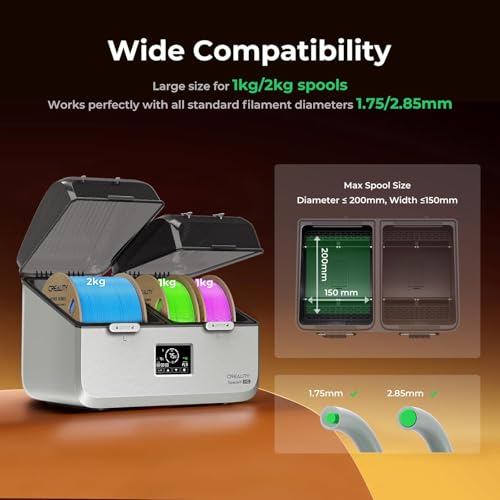 Creality Filament Dryer Box for 4 Spools, Space Pi X4 Lite Dual Independent Heating Chambers with Fan, 75°C Rapid Dryer for PLA PETG TPU ABS PET PC ASA PAHT, 3D Printer Filament Storage & Dehumidifier