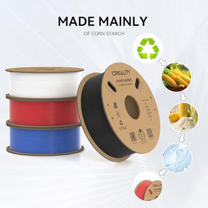 Creality Hyper PLA Filament 1.75mm, 30-600mm/s High Speed 3D Printer Filament, Dimensional Accuracy +/-0.02mm, Fit Most FDM 3D Printers, 4 Pack 1kg Spool(2.2lbs), Black & White & Blue & Red - color: Black & White & Blue & Red