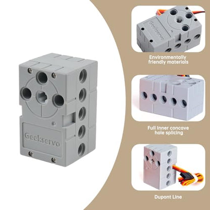 2PCS Geekservo Programmable Building Block Servo Motor, 360 Degree Rotation, 2P/3P Wire, Compatible with Microbit Raspberry Pi (2KG Slow Speed Servo) - style: 2KG Slow Speed Servo
