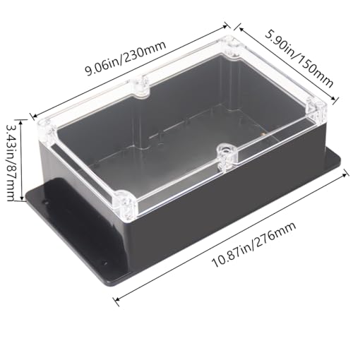 Junction Box IP65 Waterproof ABS Plastic Electrical Project Case Power Junction Boxes, Clear Cover Project Box with Fixed Ear 9.06x5.90x3.43 inch (230 x 150 x87 mm) - color: Clear, size: 9.06"x5.90"x3.43"