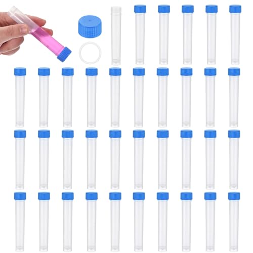 PATIKIL 10mL Plastic Cryogenic Vial, 64Pcs Cryogenic Storage Tube Lab Frozen Test Tube Container Storage Screw Cap for Lab Laboratory Science, Blue Clear - color: Blue, size: 10ml