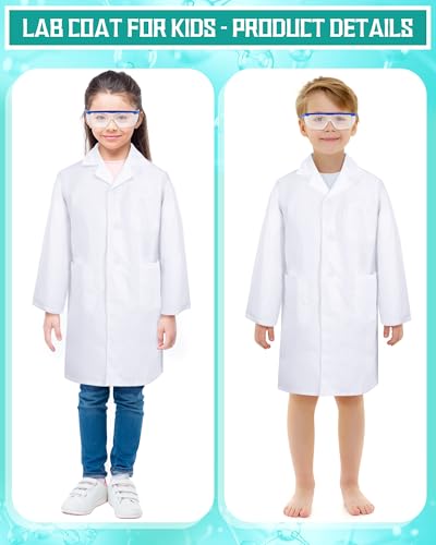 Xtinmee 24 Sets Kids Lab Coat Science Kit Bulk, White, Medium - size: Medium