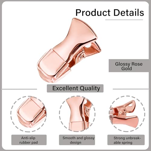 35 Pack Mini Metal Alligator Clips for Crafts Non-Slip Silicone-Coated Retro DIY Badge Small Clips (Glossy Rose Gold) - color: Glossy Rose Gold