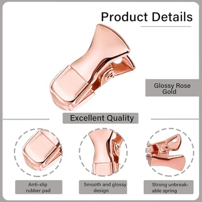35 Pack Mini Metal Alligator Clips for Crafts Non-Slip Silicone-Coated Retro DIY Badge Small Clips (Glossy Rose Gold) - color: Glossy Rose Gold