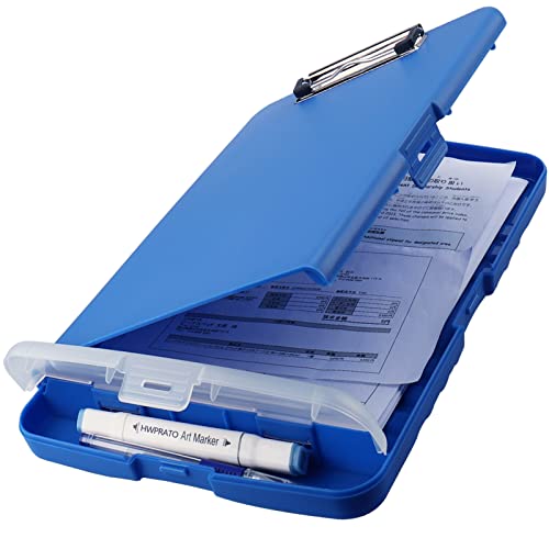 HWPRATO Clipboards Organizer Clipboard with Storage Nursing Clipboard Foldable File Folder Plastic Folio with Storage Case for Teacher,Kids,Doctor,Offices (Blue) - color: Blue