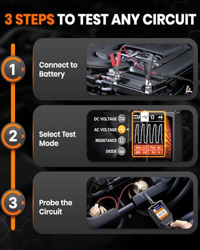PB60 Automotive Power Circuit Probe, 12-24V Vehicle Component Activation ﻿ - color: Orange Black