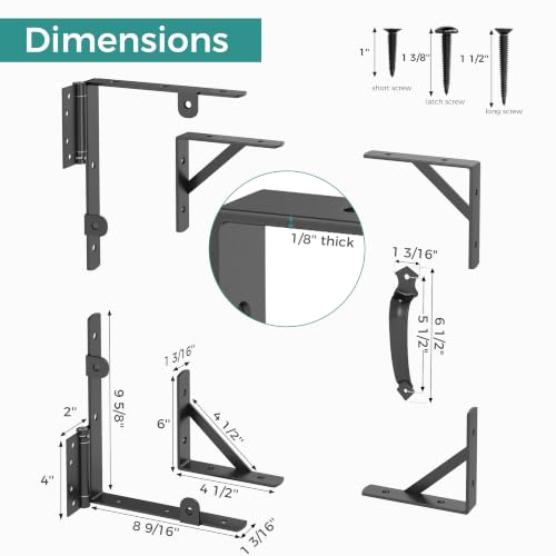 Self-Close Wooden Gate Hardware Kit, Heavy Duty Wood Bracket & Spring Hinge