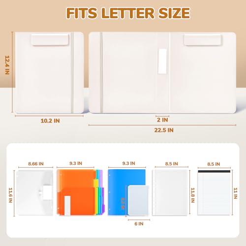 JoyCat 3 Ring Binder Clipboard with Storage, 5 Folders, Beige - color: Beige