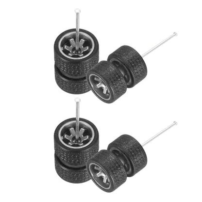 MECCANIXITY 4 Set 1/64 Wheels and Tires Set, Real Riders Rims Includes Axles for RC Diecast Car DIY Model, Silver Rims - color: Silver Rims