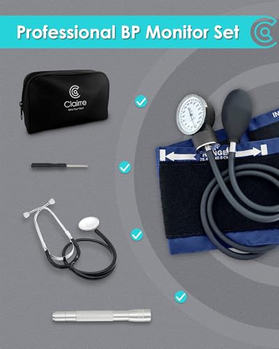 Blood Pressure Cuff Manual with Stethoscope & Penlight for Nurses - color: Blue, style: With Basic Stethoscope & Penlight