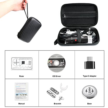 USB Digital Microscope Compatible with Android Windows Linux Mac - color: Black
