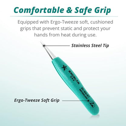 Excelta 3C-SA-ET Straight Very Fine Precision Pointed Tweezers - size: 4.75" Tweezer, Straight Very Fine Points, style: Anti-Mag. Stainless Steel, Swiss Quality, 3C-SA-ET