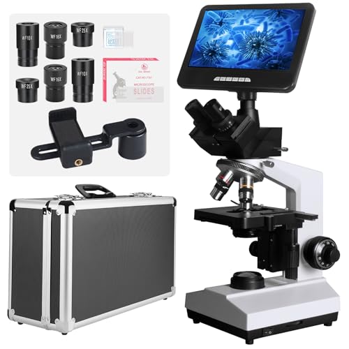 [Darkfield 24MP Smart Monitor] Vabiooth Lab Trinocular Compound Microscope 40X-2500X Magnification with Monitor Free Software-One Click Capturing Images & Video, Measuring Lengths - size: 7" - 24MP Darkfield