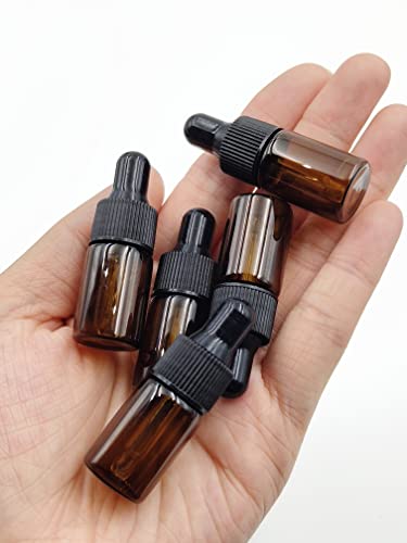 15Packs 3ml Tiny Amber Glass Mini Dropper Bottles for Essential Oils, Cosmetics, and Liquid Small Empty Travel Sample Vials with Dropper and Black Caps - size: 3ml