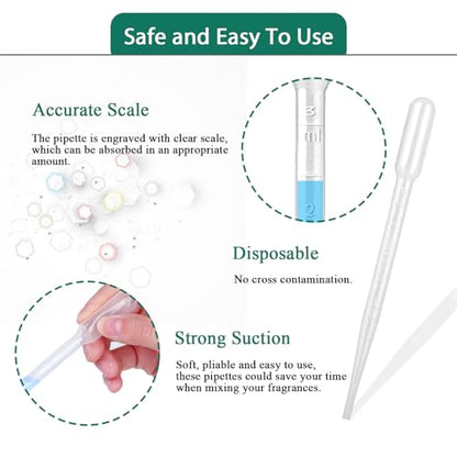 moveland 100 PCS 3ML Dropper Pipettes Essential Oil Transfer for Crafting