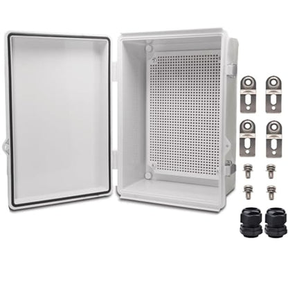 Outdoor Waterproof Electrical Box Junction Box Weatherproof IP67 ABS Plastic Enclosure Switch Router Project Box Electronics Enclosure with Mounting Plate Wall Bracket Grey 11.1"x7.5"x5.1" - color: Grey, size: 11.1" x 7.5" x 5.1"